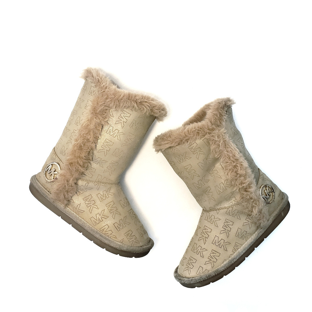 MICHAEL KORS Girls Tan Signature Pull-on Boots 1